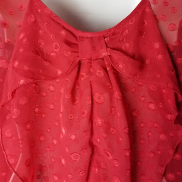 A.Byer Red Sheer Bow Back Blouse - Size M - UD02 - Picture 5 of 6
